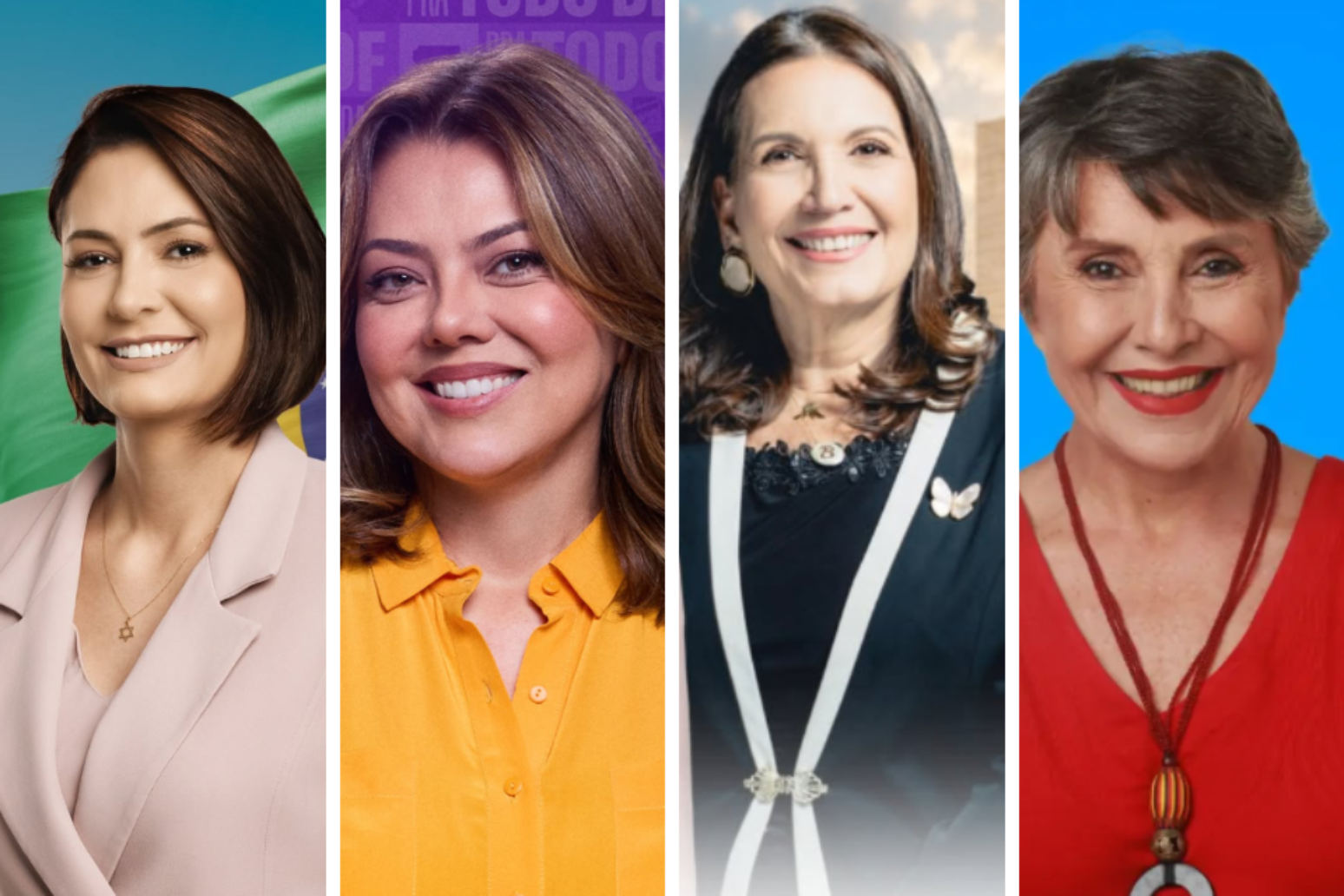 Michelle Bolsonaro (PL), Leila do V&ocirc;lei (PDT), Bia Kicis (PL) e Erika Kokay (PT).