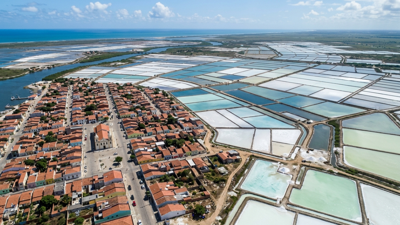 O município do Rio Grande do Norte onde parte do sal que tempera a comida do Brasil ainda é colhida à mão em tanques chamados cristalizadores