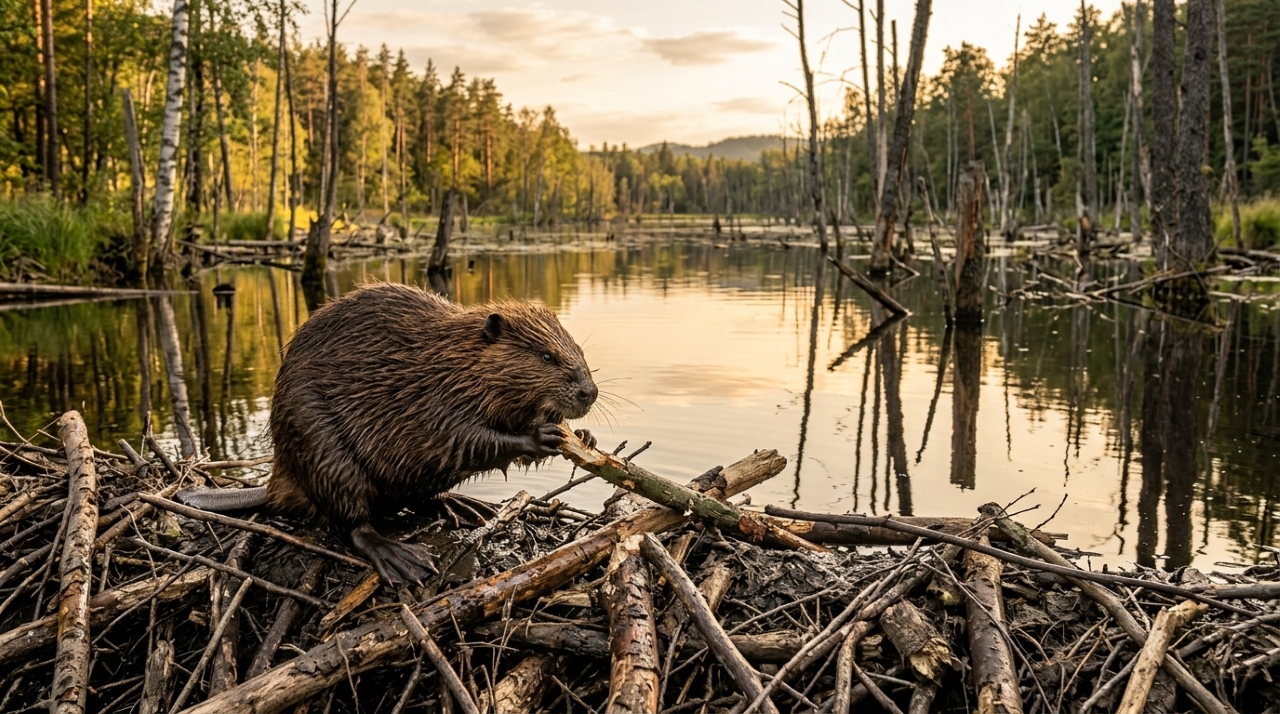 Em 2025, a Inglaterra soltou dois castores em uma floresta fechada de Dorset: um ano depois, as barragens construídas por eles transformaram o lugar em uma área alagada cheia de vida, com espécies que não apareciam ali havia décadas