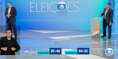Haddad e Tarcísio no debate da Globo Foto: Reprodução/Globo