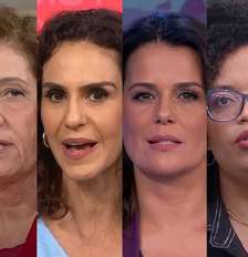 Renata Vasconcellos, Miriam Leitão, Malu Gaspar, Adriana Araújo, Basília Rodrigues e Thais Herédia estão entre as jornalistas de destaque na cobertura eleitoral Foto: Reproduções