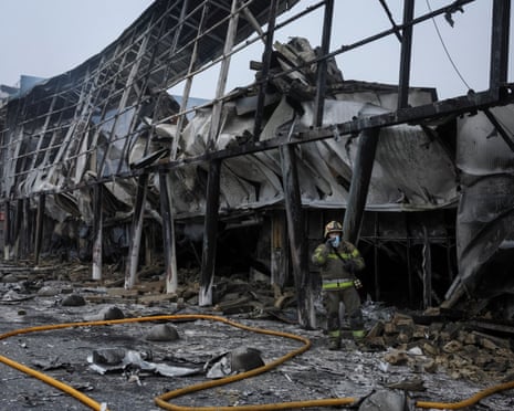 The aftermath of a Russian missile attack at a shopping centre in Kyiv on 22 October.