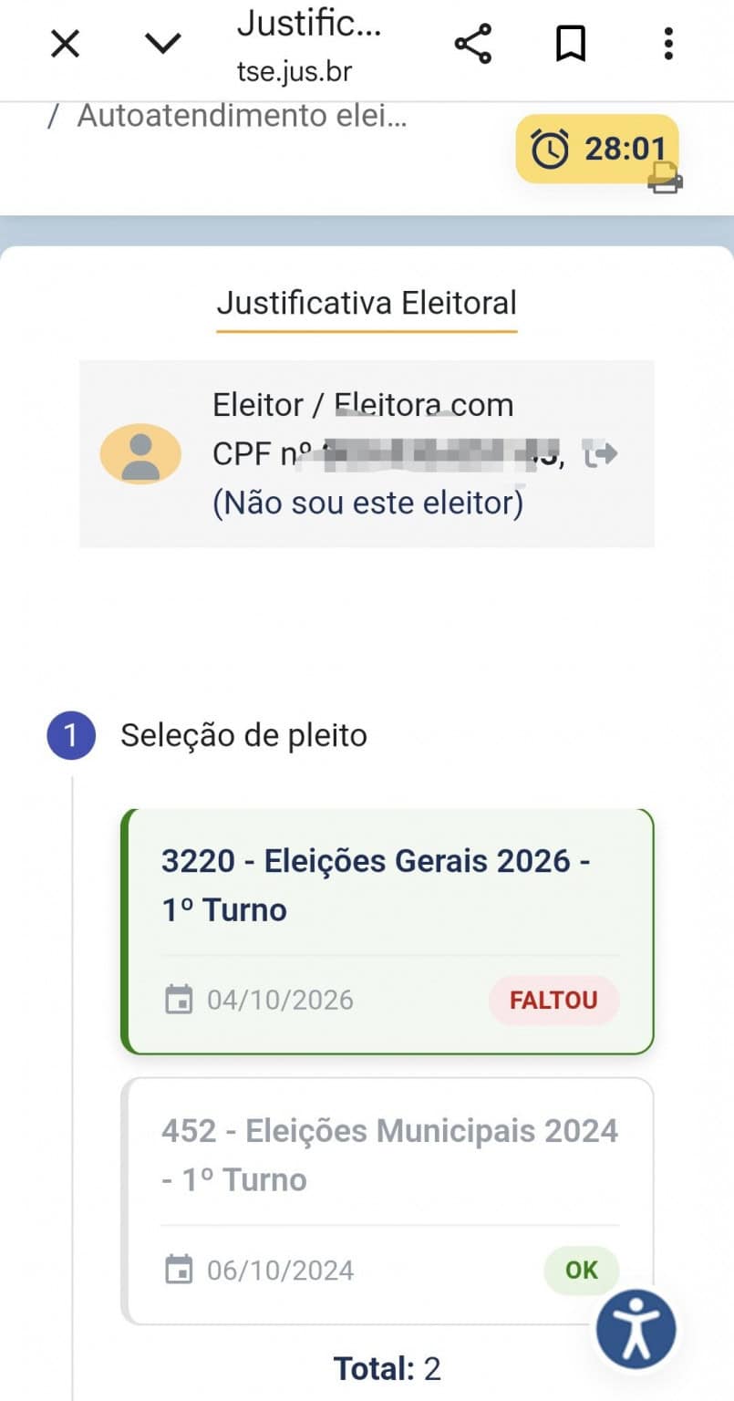 Votou no 1º turno e o sistema diz que você faltou? TSE explica