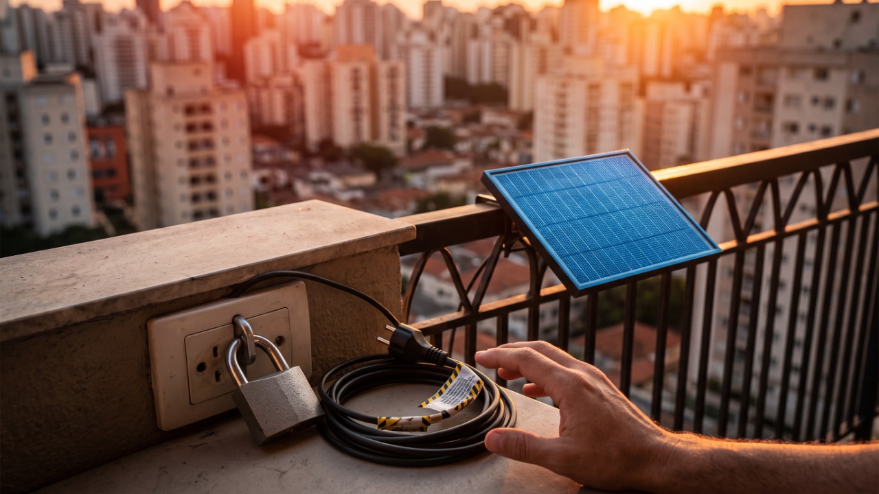 A regra da Aneel que permite ligar painel solar direto na tomada existe na Alemanha e já chegou a 1 milhão de lares, no Brasil a situação é diferente, e o instalador explica o que muda na prática para quem mora de aluguel
