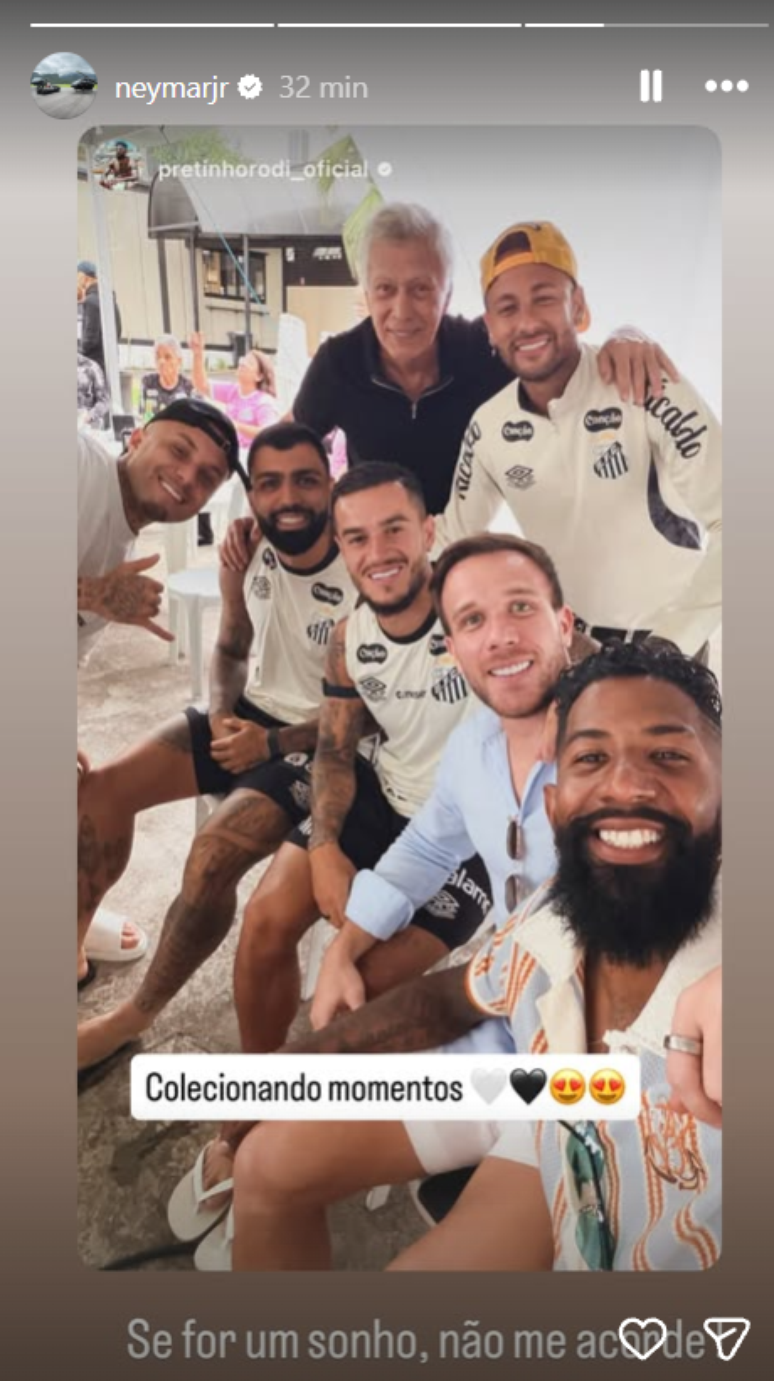 Neymar celebra elenco do Santos em foto com reforços: 'Se for um sonho, não me acorde'