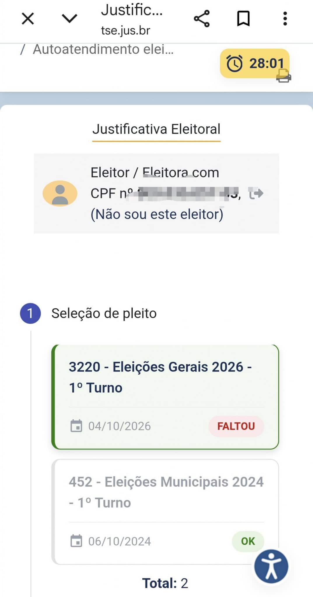 Votou no 1º turno e o sistema diz que você faltou? TSE explica