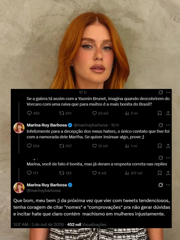 Marina Ruy Barbosa rebate boato de affair com Daniel Vorcaro: "Prove"