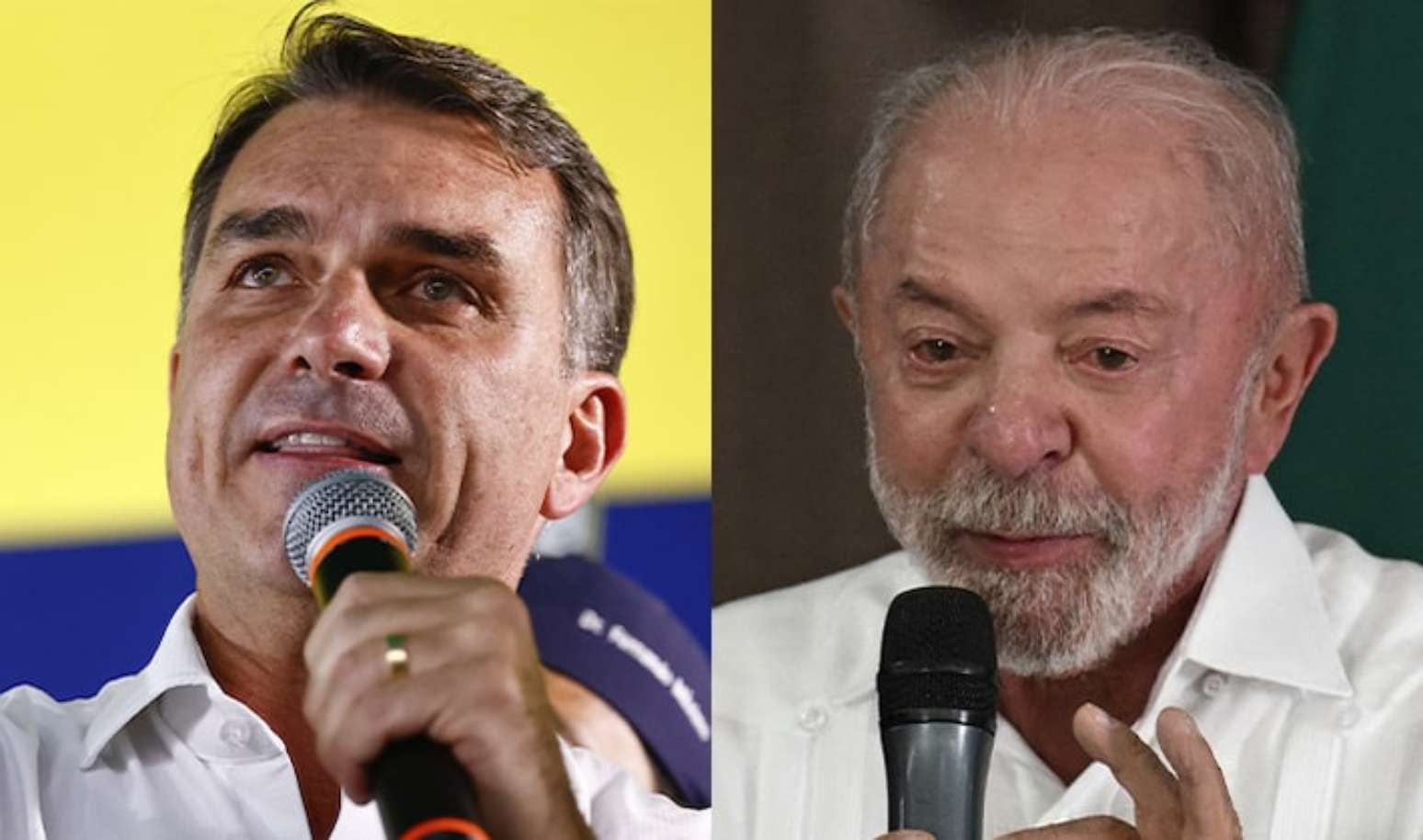 Candidatos &agrave; Presid&ecirc;ncia da Rep&uacute;blica Fl&aacute;vio Bolsonaro (PL) e Lula (PT)