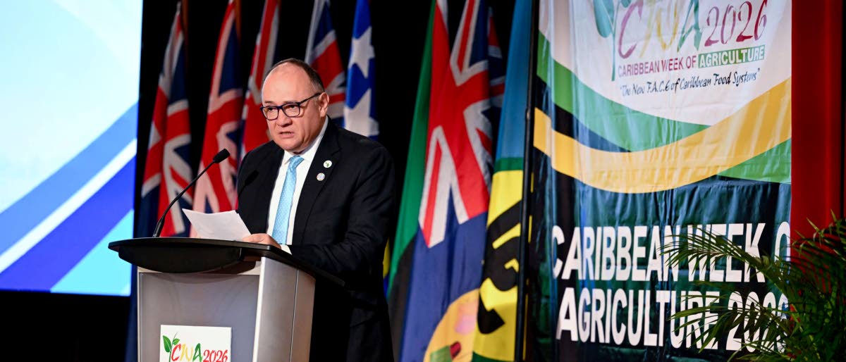 René Orellana Halkyer, FAO Assistant Director-General and Regional Representative for Latin America and the Caribbean, addresses the opening ceremony on Sunday at Ocean Coral Spring Resort in Trelawny.