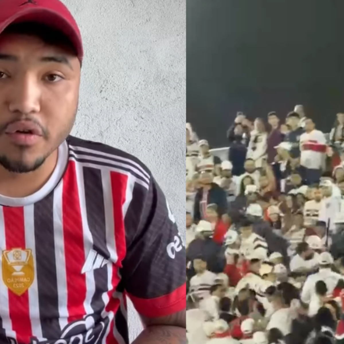 'Ia pular da arquibancada', diz torcedor que foi confundido e agredido pela torcida do São Paulo