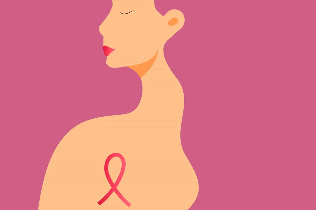 Ilustração colorida em tons de rosa e amarelo simulando a silhueta de uma mulher - Metrópoles.