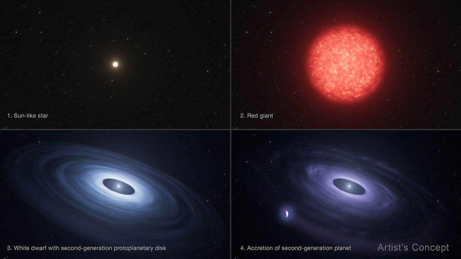 representação artistica da evolução de uma estrela