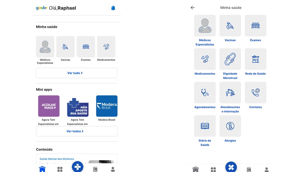 Meu SUS Digital tem informações de saúde, como vacinas, exames e medicamentos, que podem ser consultadas pelo celular — Foto: Reprodução/Meu SUS Digital