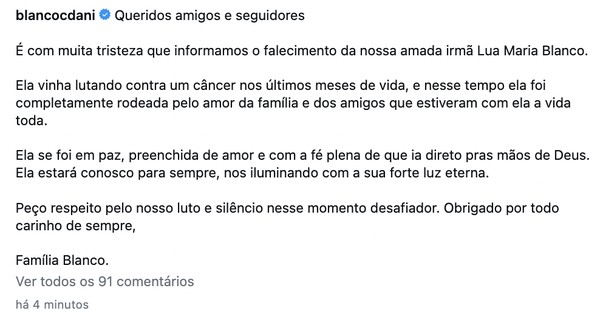 Lua Blanco, a Roberta da novela 'Rebelde Brasil', morre aos 39 anos