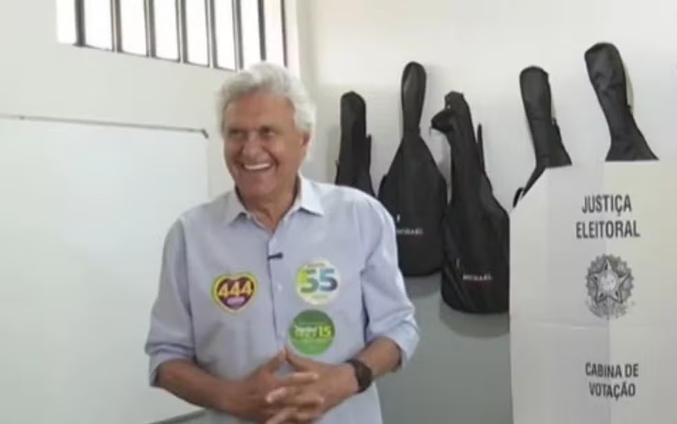 Ronaldo Caiado vota nas eleições 2026 — Foto: Reprodução