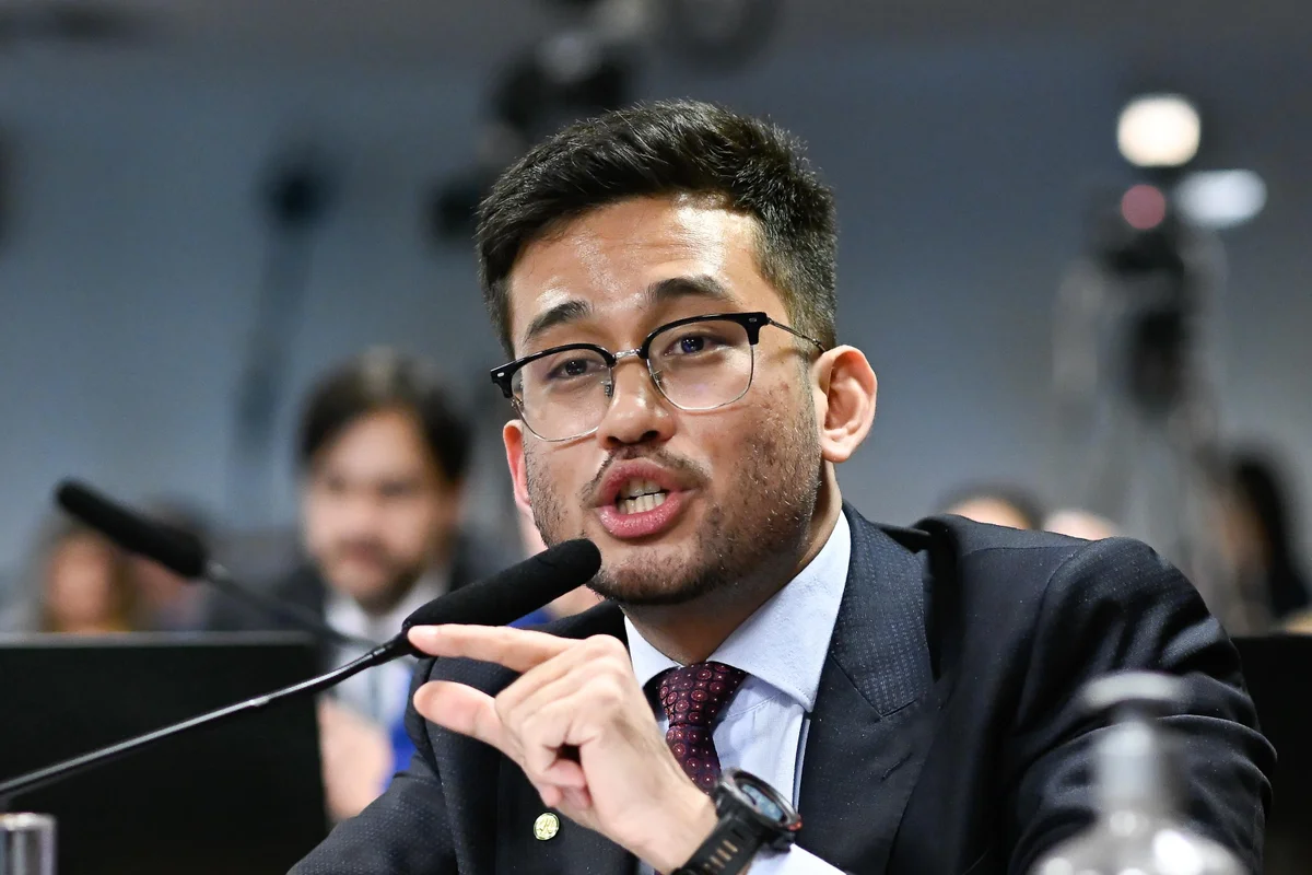 O deputado federal Kim Kataguiri durante comissão durante o depoimento de Igor Dias Delecrode, ex-dirigente da Aasap Metrópoles 2